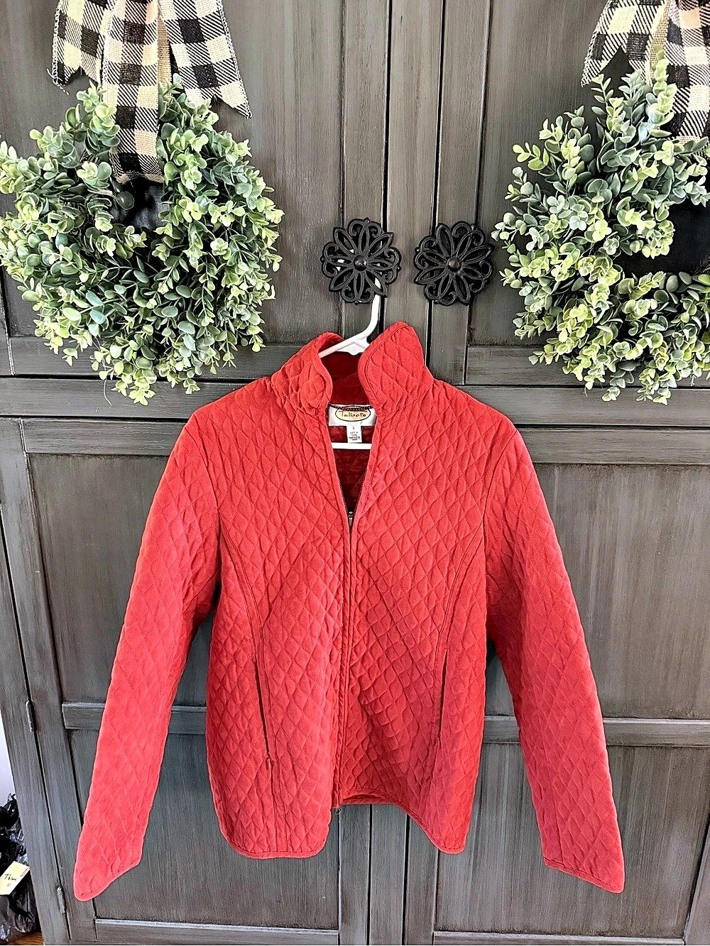 Talbots Quilted Jacket in Red Size Small Like New